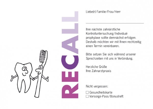 Recall-Postkarten RECALL (pink/violett)