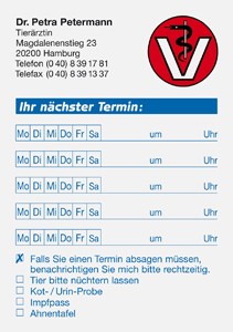 Terminzettel mit Verterinär-Logo (5 Termine)