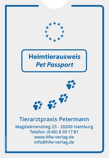 Papierschutzhüllen für den Heimtierausweis mit Praxisdruck