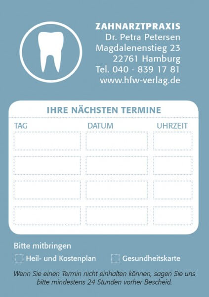 Terminzettel Layout 5 (Blau/Grau)