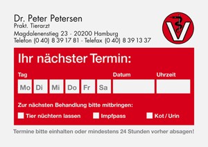 Terminzettel mit Verterinär-Logo (1 Termin)