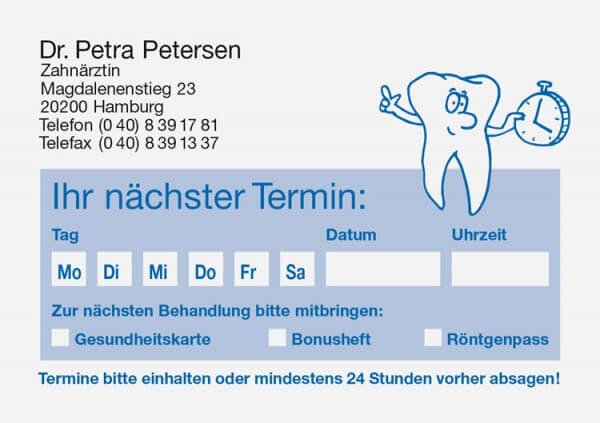 Terminzettel für einen Termin