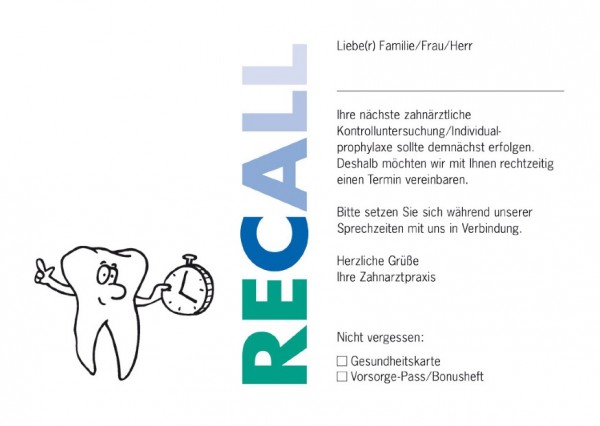 Recall-Postkarten RECALL (grün/blau)