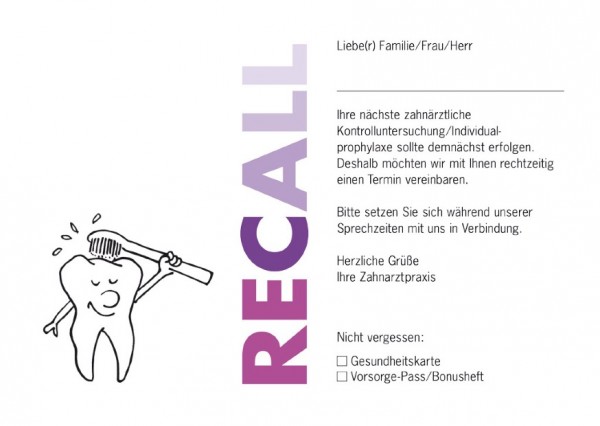 Recall-Postkarten RECALL (pink/violett)