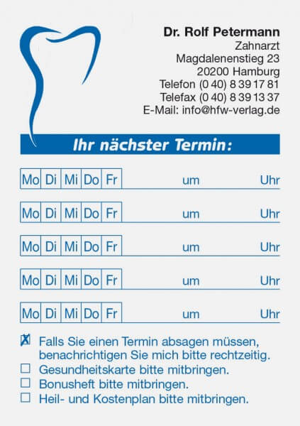 Terminzettel Motiv Zahnsilhouette