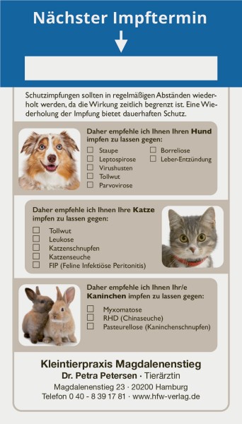 Impferinnerungs-Flyer (Hund, Katze, Kaninchen)